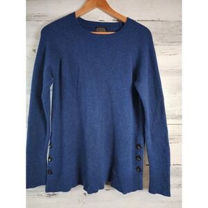 Pendleton Sweater Womens Large Blue Button Side Raglan Wool Blend Pullover